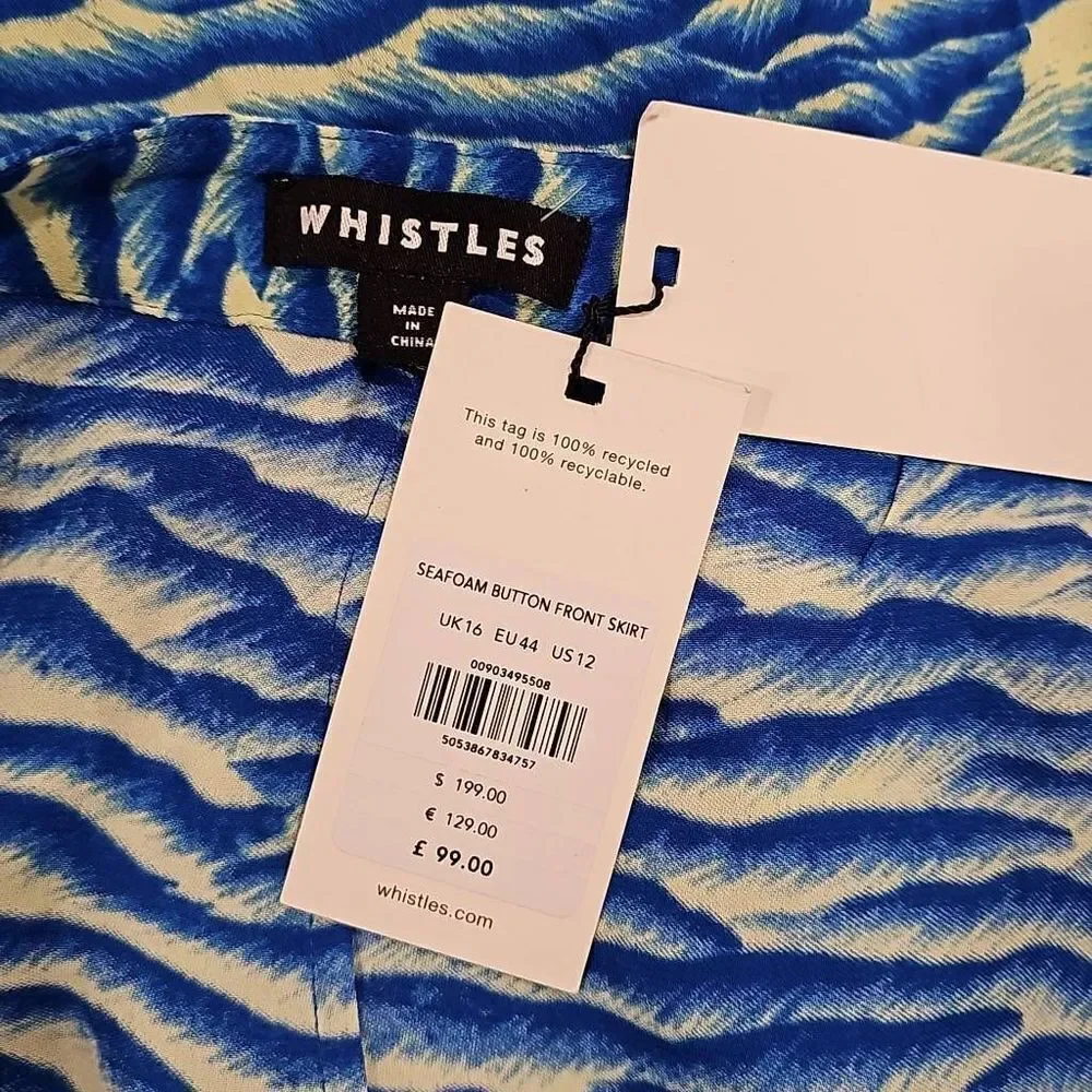 Whistles Seafoam Button Front Skirt Sz 12 - Picture 2 of 8
